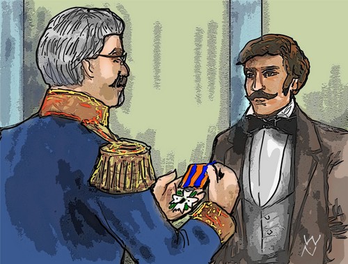 
 Napoleon-Waterloo Saxe-Weimar awarding Order of William medal to Drummer May in 1840