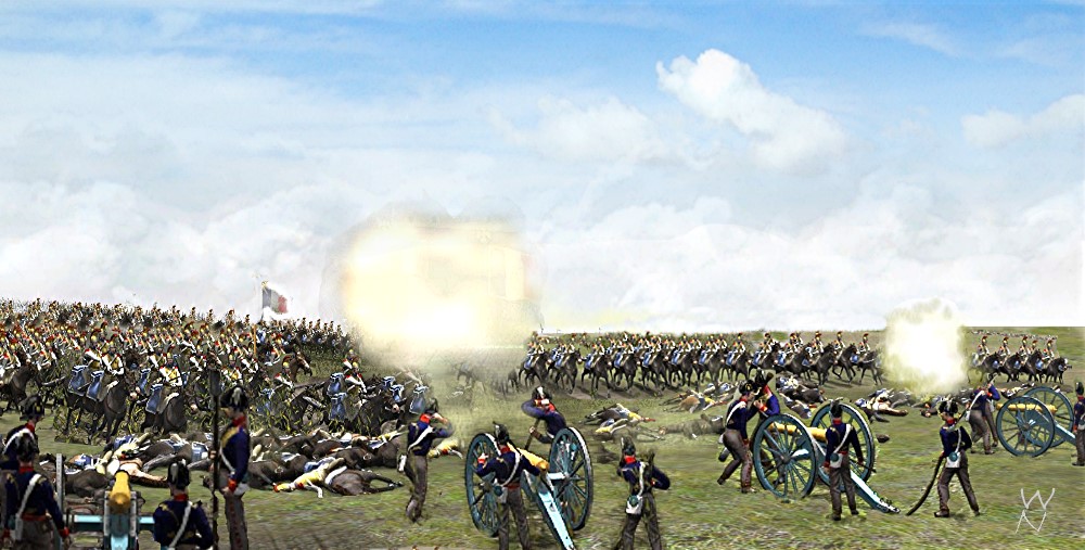 waterloo-napoleon-dot-com-wargame-battle-replay-013-mercer-troop-battery-against-french-cavalry