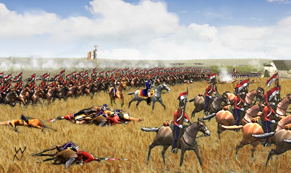waterloo-napoleon-dot-com-wargame-battle-replay-016-Ney-leads-Red-Lancers-of-the-Guard-charge